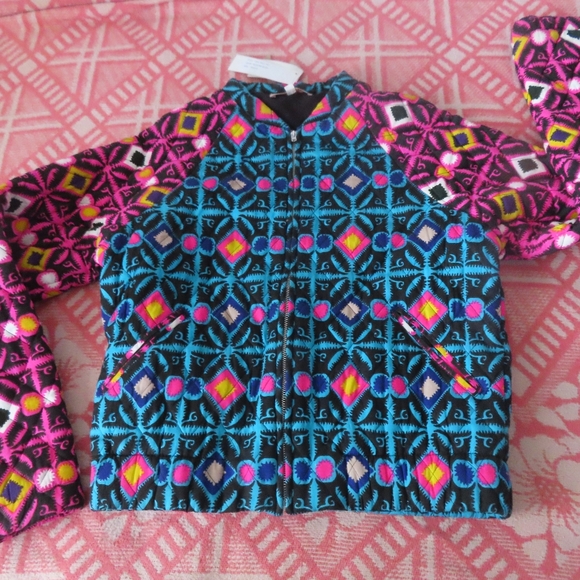 Colorful Kids JacketMara Hoffman Women Multicolor Quilted Bomber Jacket trickste - Picture 1 of 7
